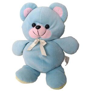 Infantino Reversible Stuffed Animal Bear Bunny Yellow Blue Rattle VTG Plush Toy